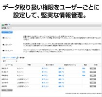 データ取り扱い権限をユーザーごとに設定して、 堅実な情報管理。