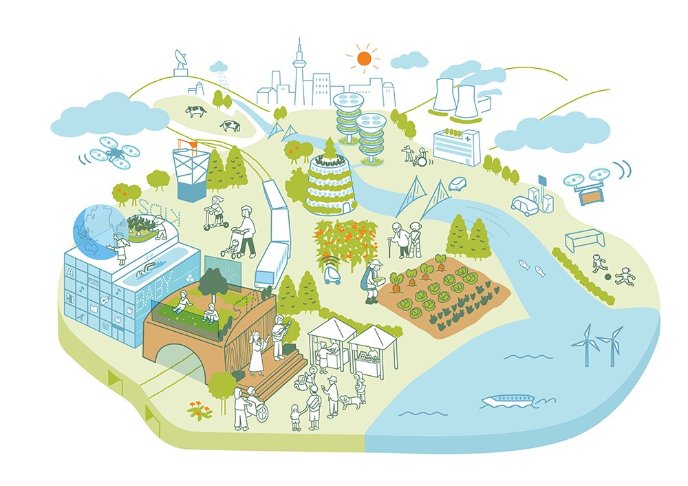持続可能なスマートシティのイラスト