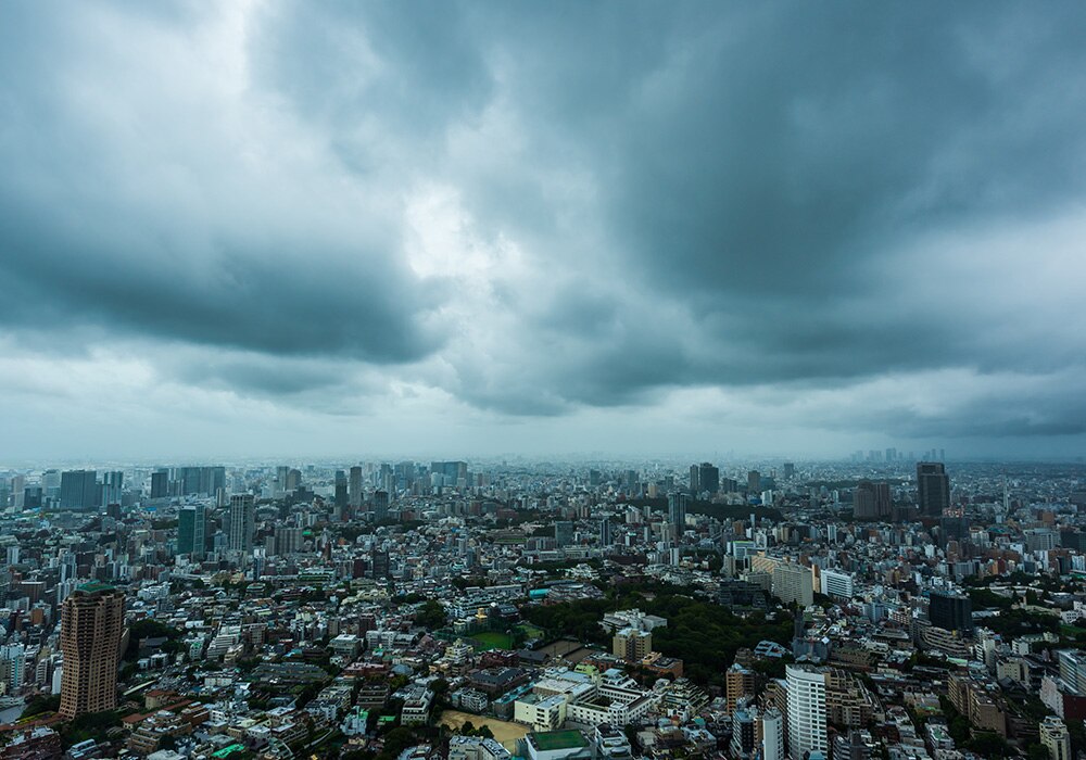 台風接近中の東京